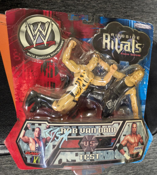 Rob Van Dam vs Test Signed WWE RINGSIDE RIVALS JAKKS 2-PACK Figure COA
