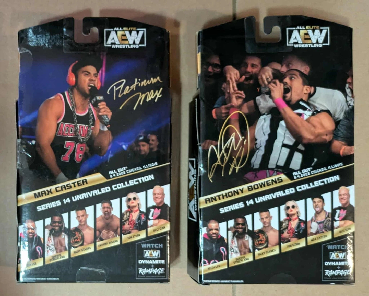 2 Lot AEW The Acclaimed Max Caster Anthony Bowens 127 129 Figure Unrivaled Series 14