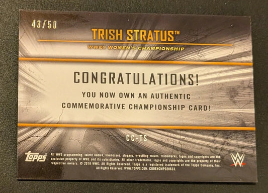 Trish Stratus 2018 Topps Commemorative Womens's Championship Plate Silver #/50 Tough To Find