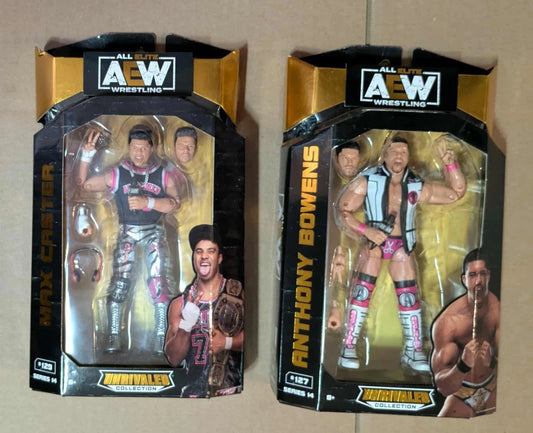 2 Lot AEW The Acclaimed Max Caster Anthony Bowens 127 129 Figure Unrivaled Series 14