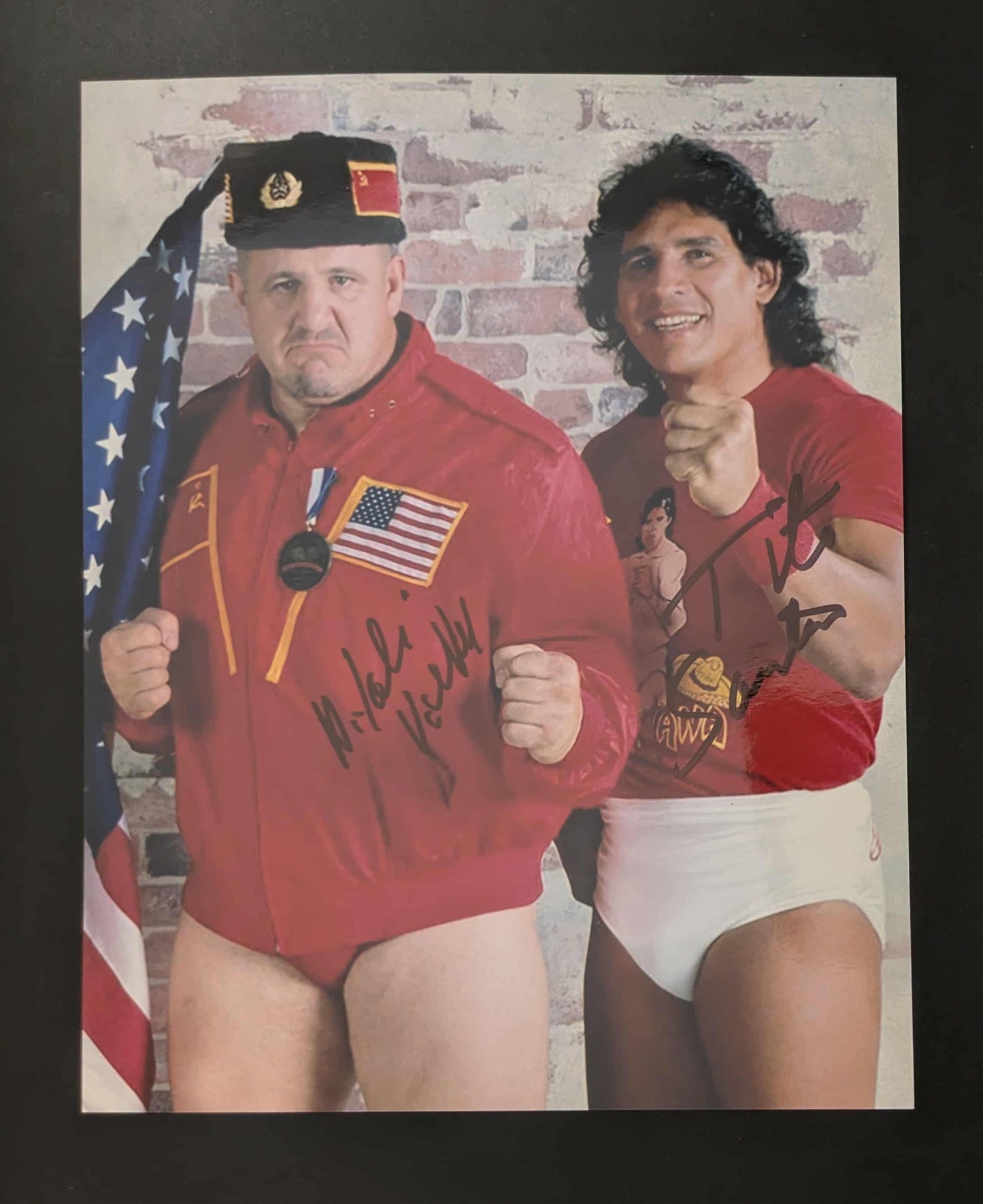 Nikolai Volkoff & Tito Santana Dual Signed Photo COA