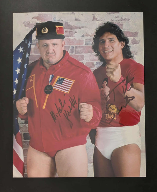 Nikolai Volkoff & Tito Santana Dual Signed Photo COA