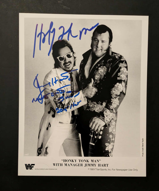 Jimmy Hart & Honky Tonk Man Dual Signed Classic Photo COA