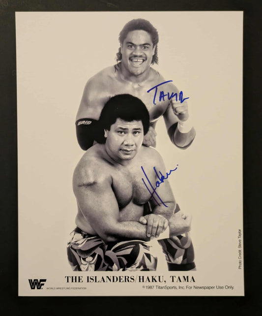 The Islanders (Haku & Tama Tonga Kid) Pose 3 Dual Signed Photo COA