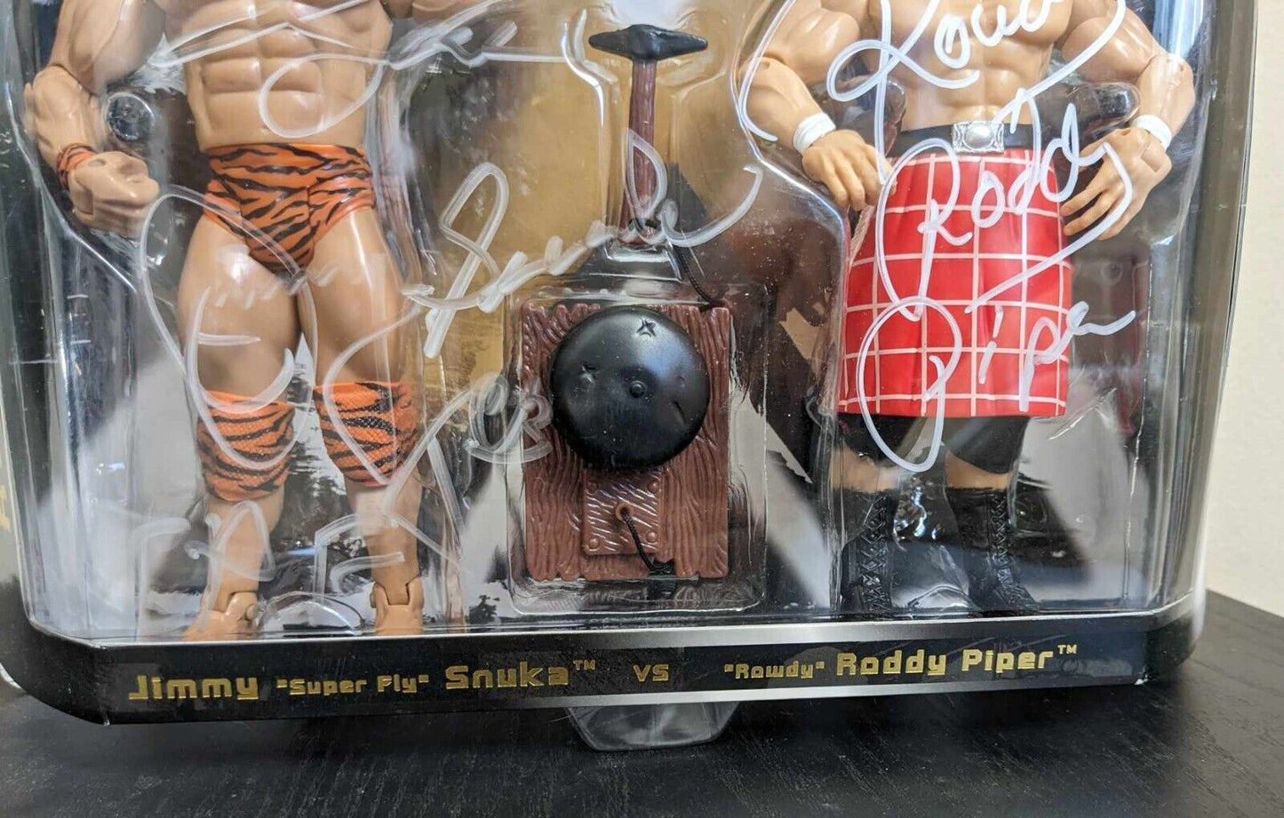 Roddy Piper & Jimmy Snuka Classic Superstars Figure Signed JSA RARE!