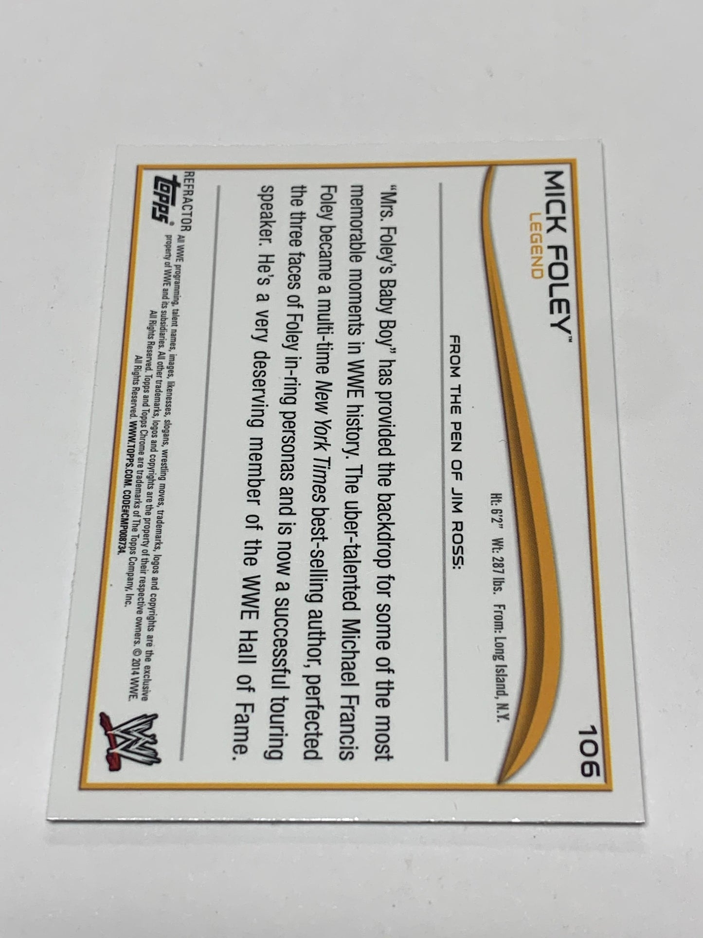 Mick Foley 2014 WWE Topps Chrome Atomic Refractor #106