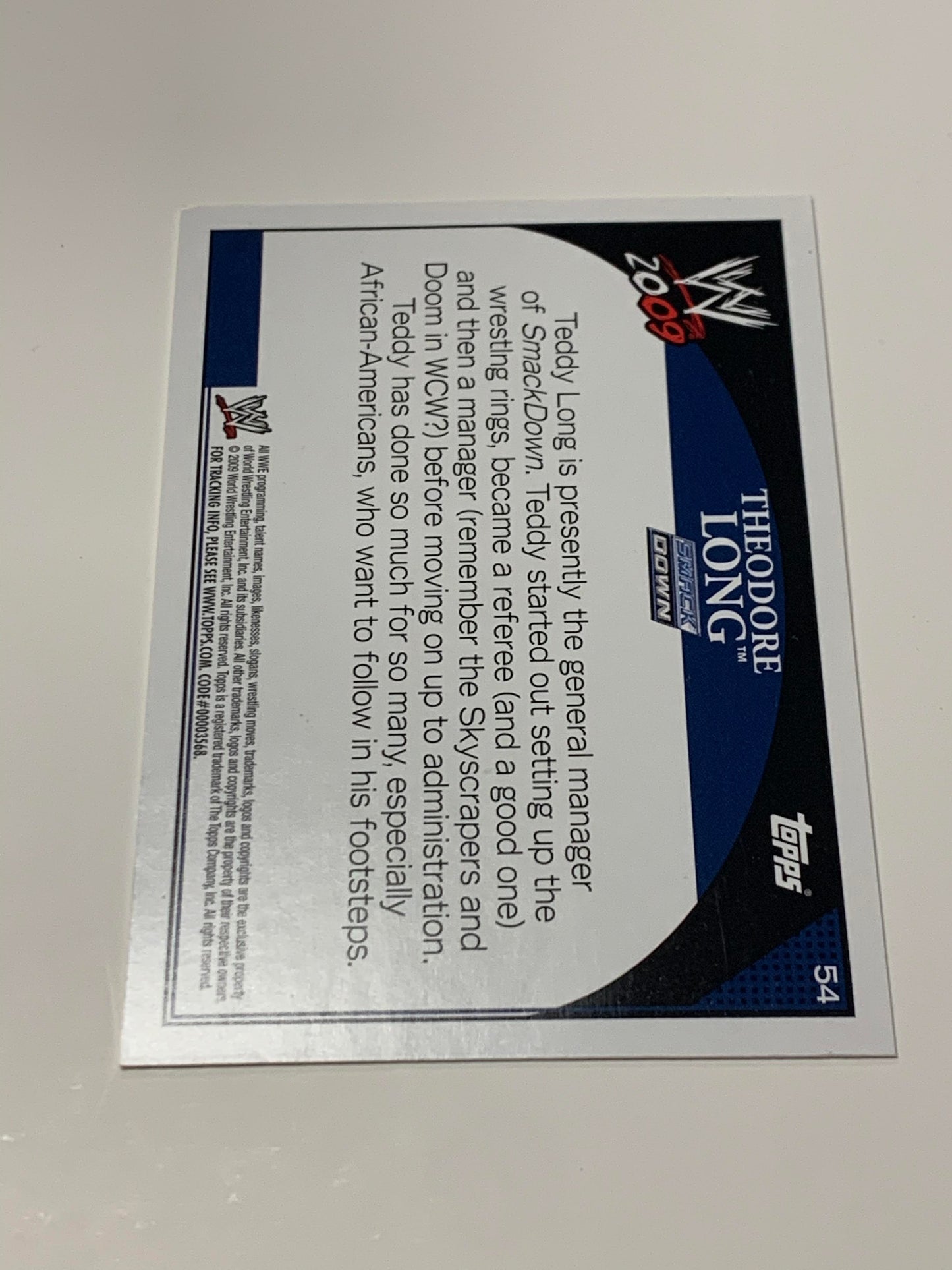 Teddy Long 2009 WWE Topps SIGNED Card #54