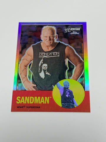 Sandman 2007 WWE Topps Heritage Chrome REFRACTOR Card #19