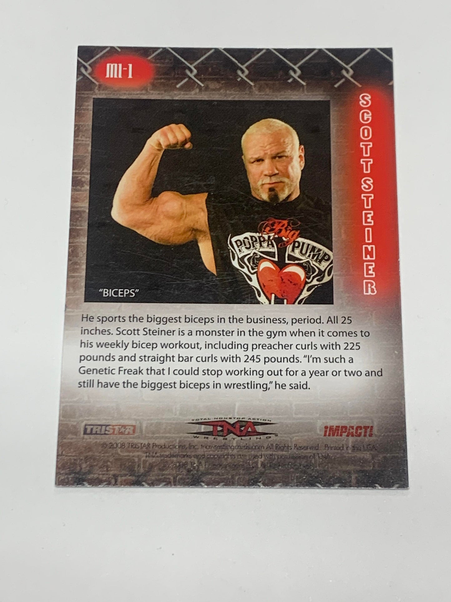 Scott Steiner 2008 Tri-Star TNA Impact “Muscles, Ink” SIGNED Card #MI-1