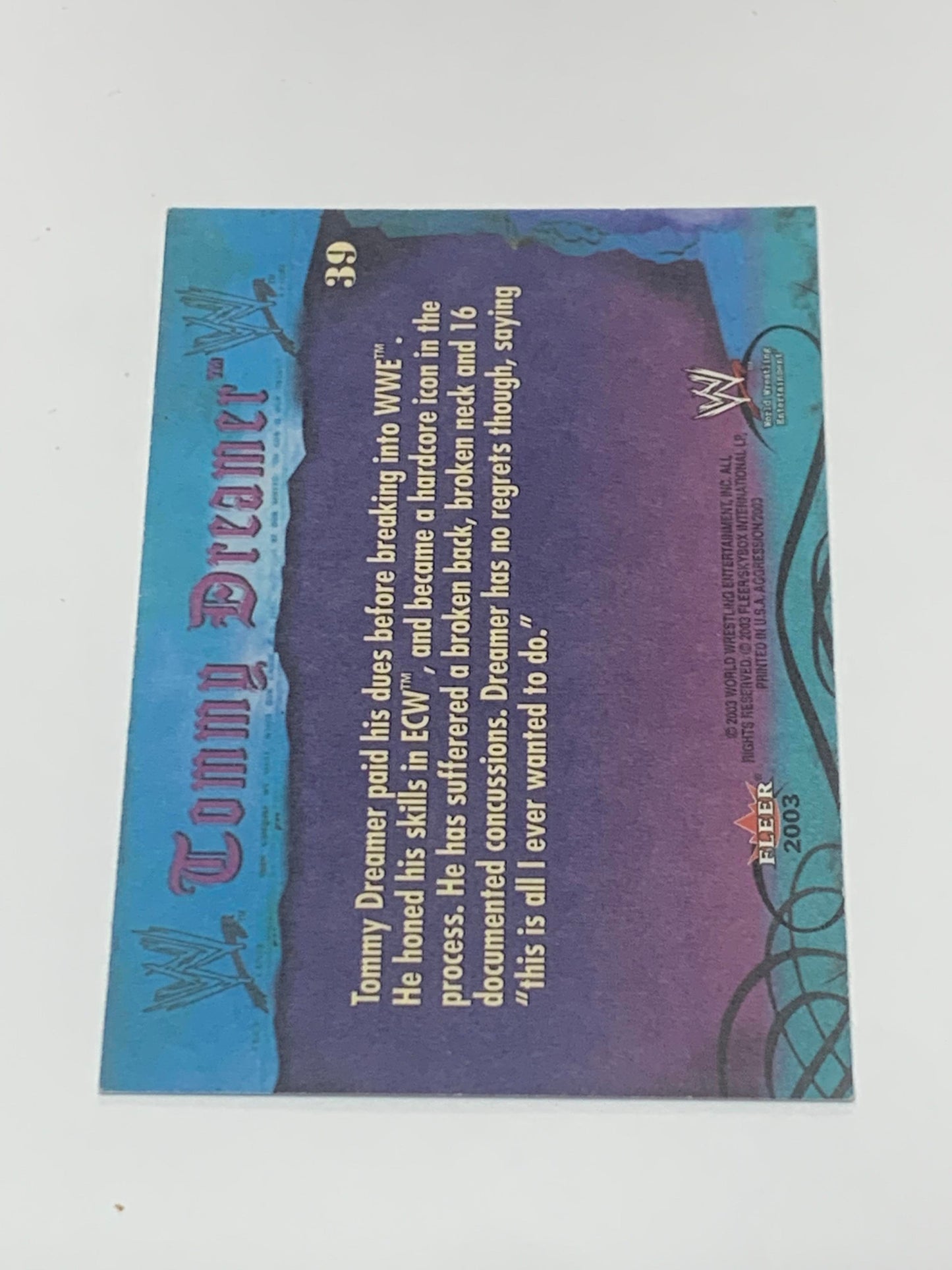 Tommy Dreamer 2003 WWE ECW Fleer “Aggression” Card #39