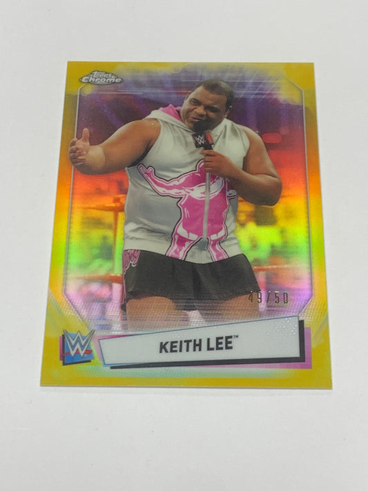 Keith Lee 2021 WWE Topps Chrome YELLOW REFRACTOR Card #’ed 49/50