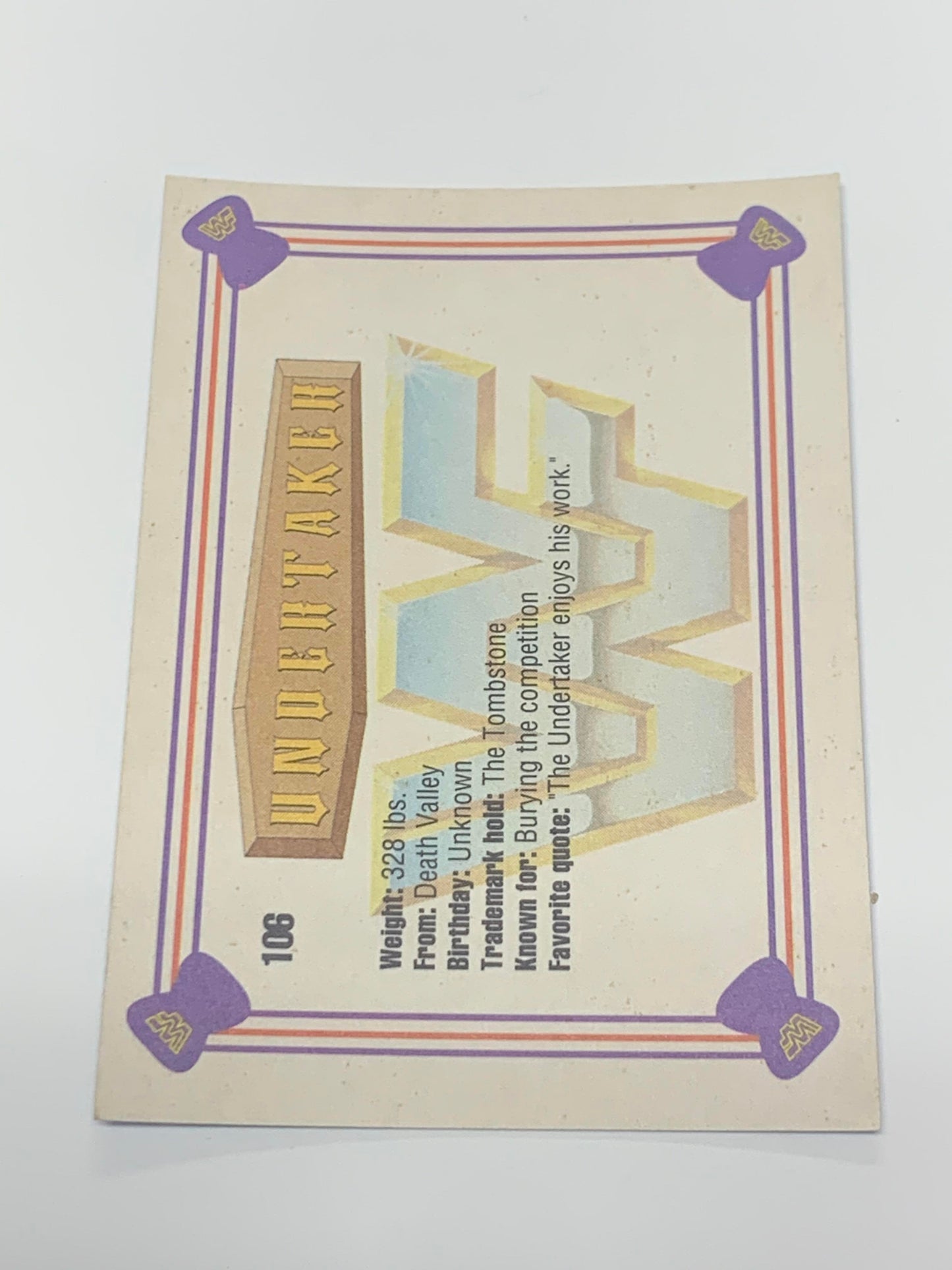 Undertaker 1991 WWE Classic ROOKIE Card #106