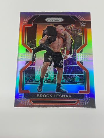 Brock Lesnar 2022 WWE Panini Prizm Silver Refractor Card #135