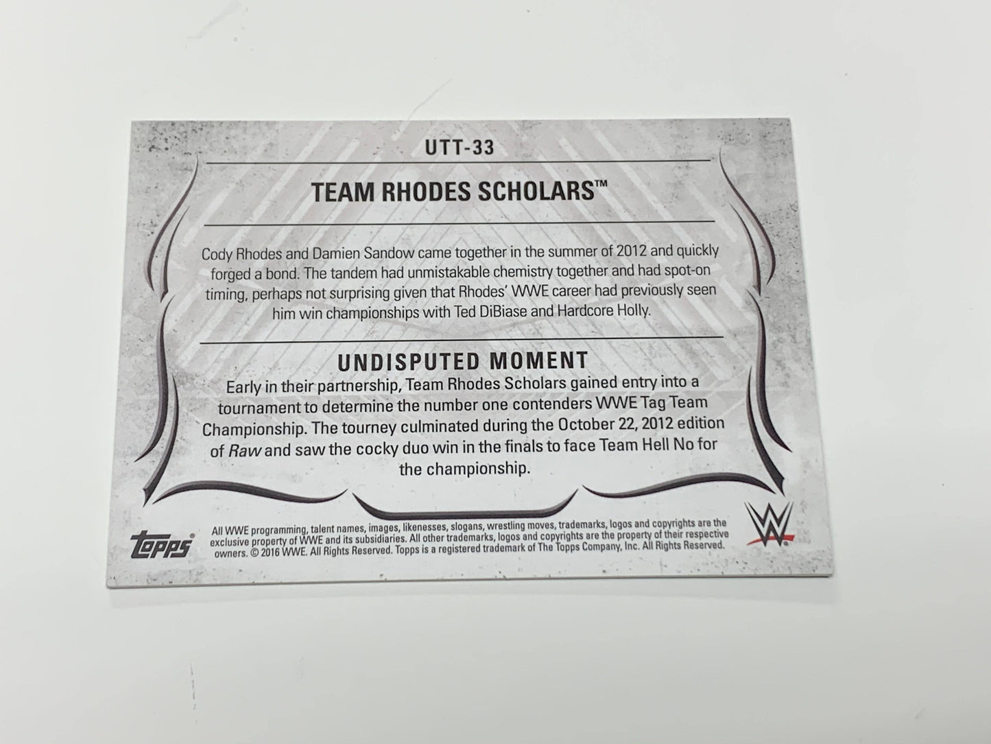 Cody Rhodes & Damian Sandow 2016 WWE Topps Undisputed