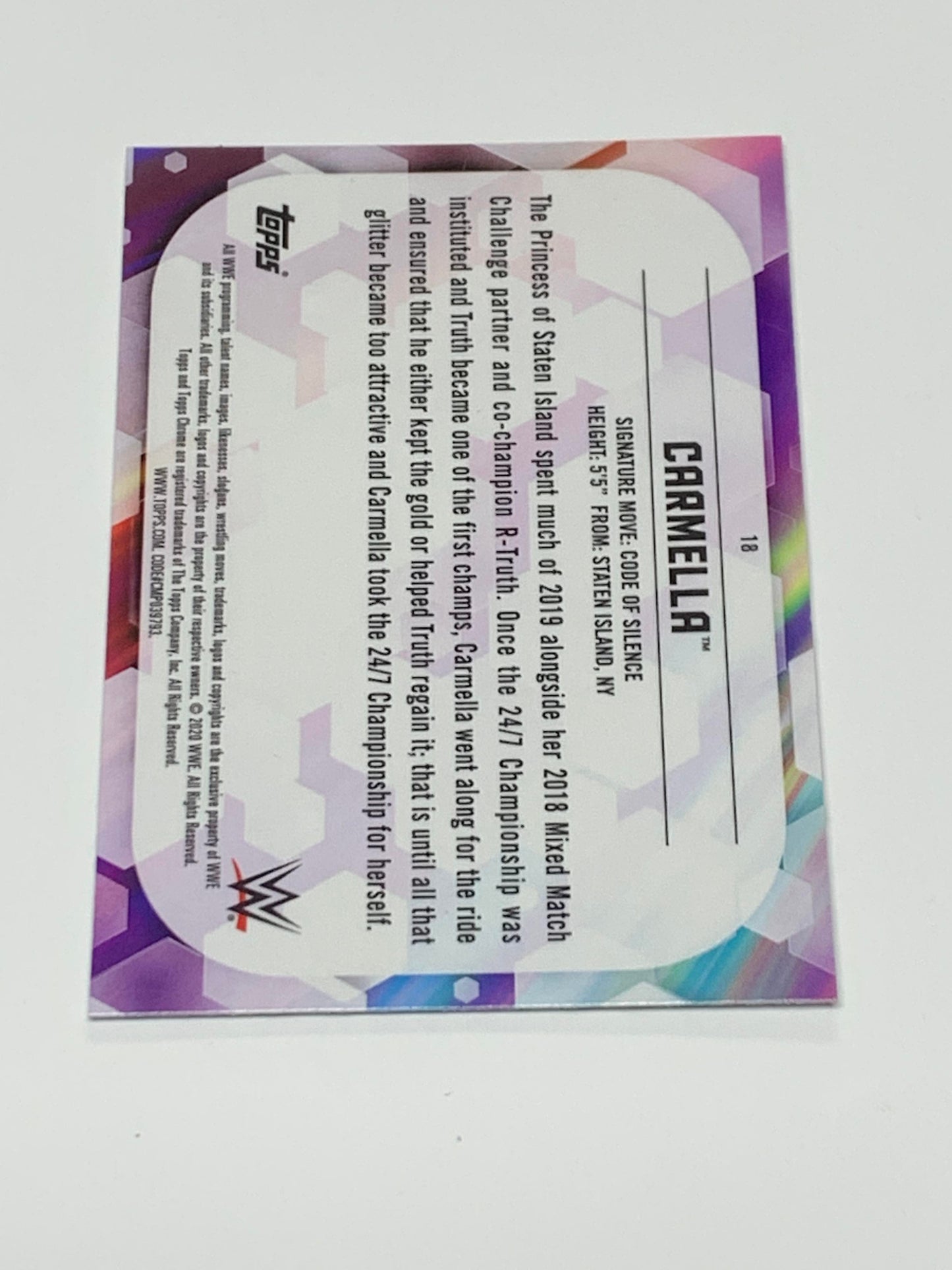 Carmella 2020 WWE Topps Chrome X-Fractor Card #18