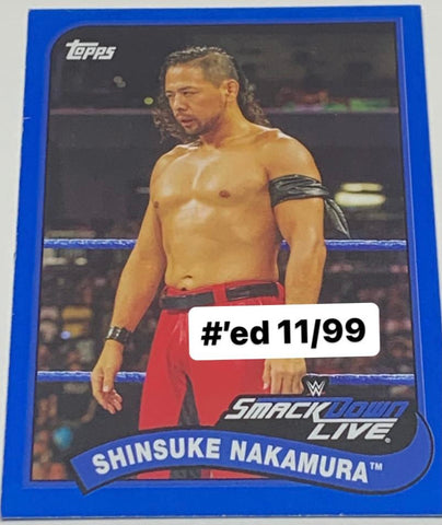 Shinsuke Nakamura 2018 WWE Topps Blue Parallel Insert Card #’ed 11/99