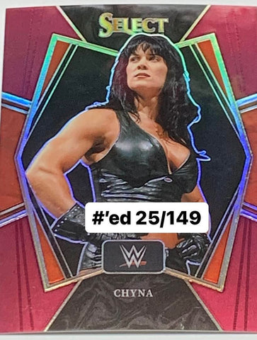 Chyna 2022 WWE Panini Select “Premiere Level” Red Prizm Refractor Card #’ed 25/149