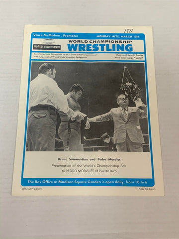 WWWF MSG Official Program from March 15th 1971