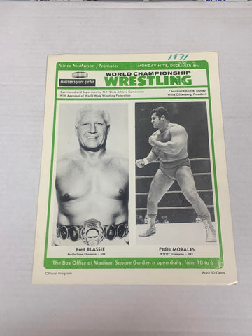 WWWF MSG Official Program from December 6th. 1971