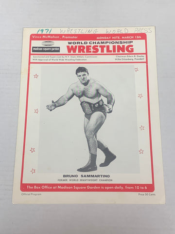 WWWF MSG Official Program from March 13th 1971