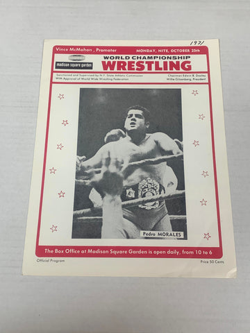 WWWF MSG Official Program from October 25th 1971