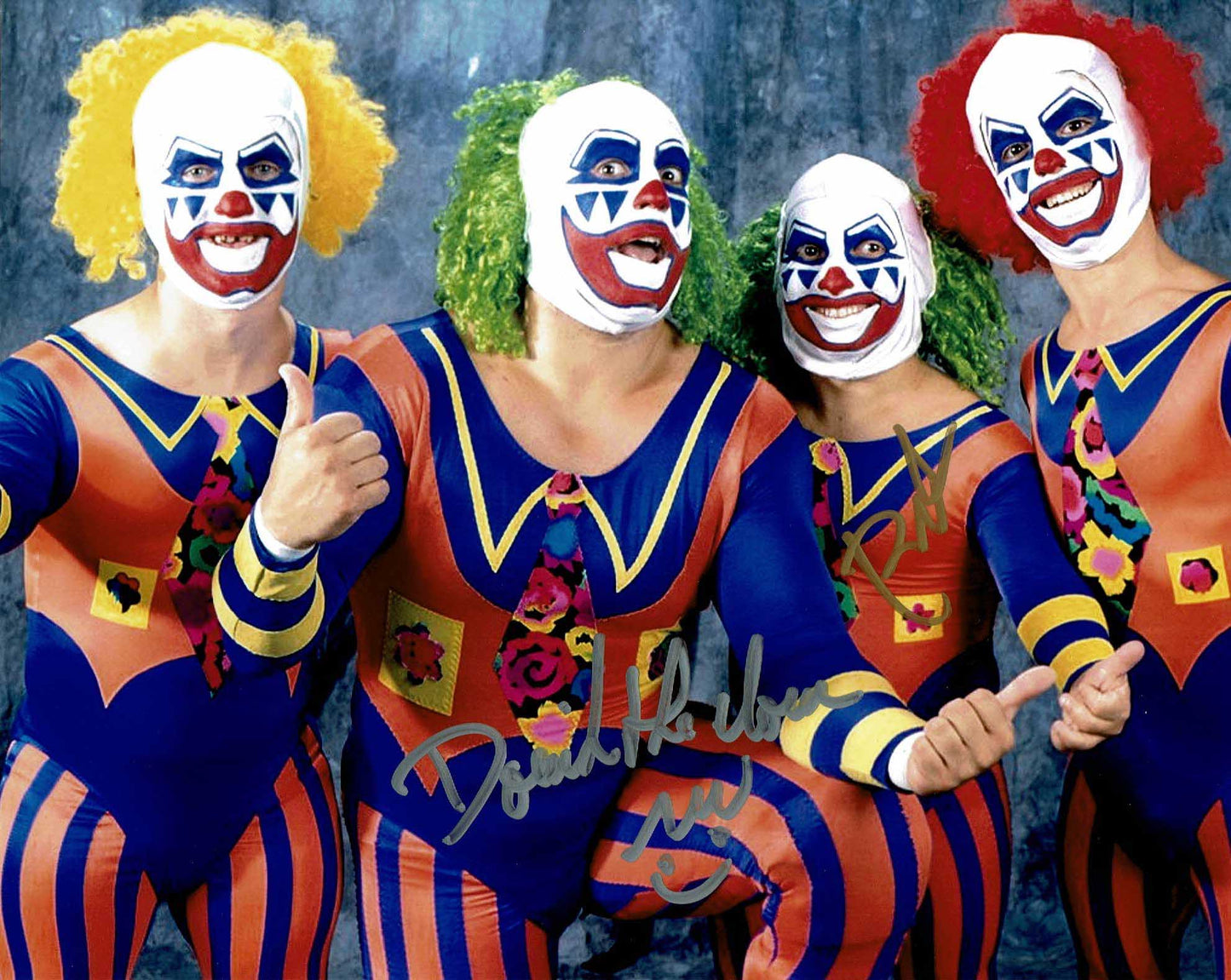 Doink The Clown (Ray Licameli) & Dink Pose 3 Dual Signed Photo COA