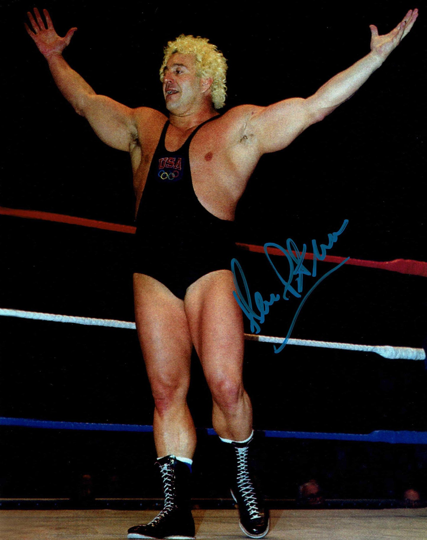 Ken Patera Pose 3 (Blue Ink) Signed Photo COA