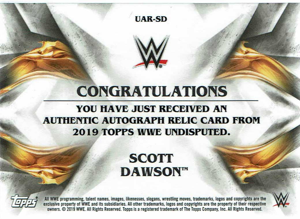 2019 Topps WWE Undisputed Scott Dawson Signed Relic #/120