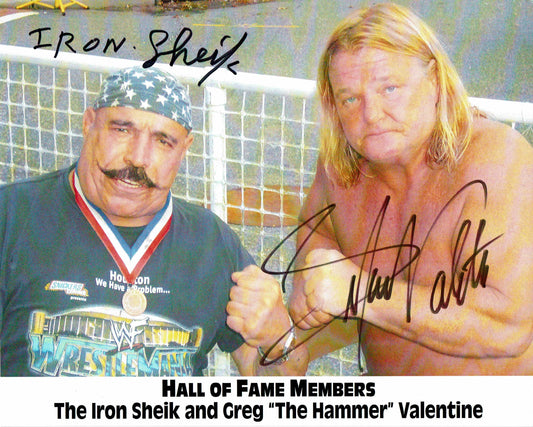 The Iron Sheik & Greg Valentine Dual Signed Photo COA