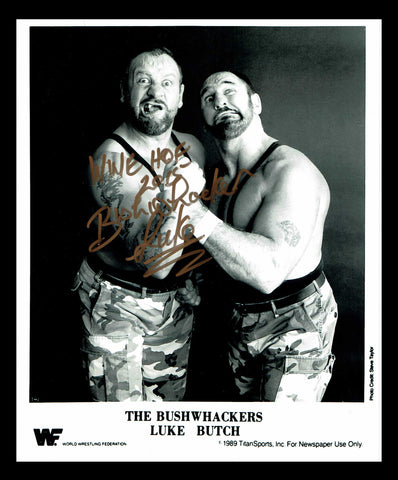 Bushwhacker Luke Pose 4 Inscribed WWE HOF 2015 Signed Photo COA