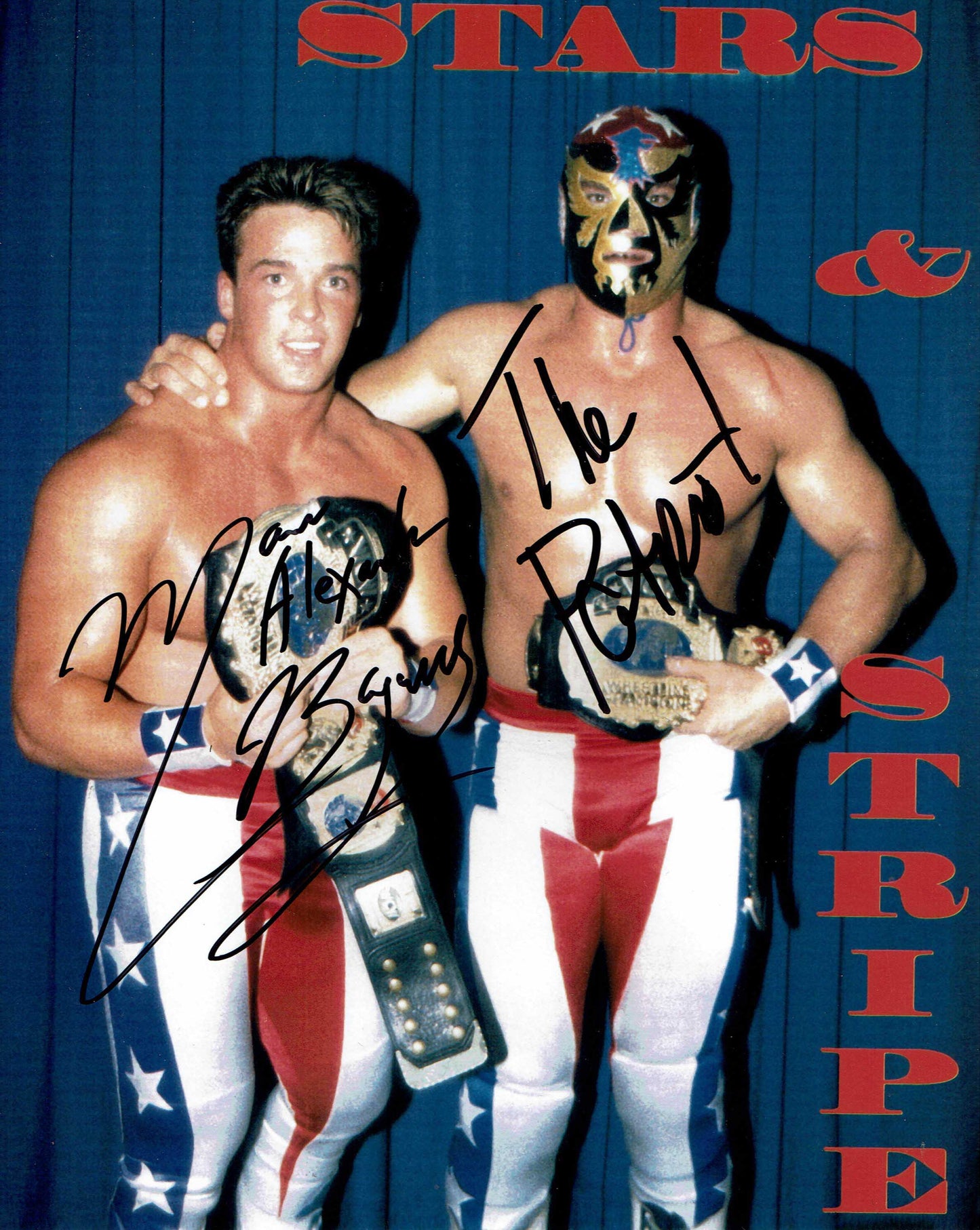 Stars and Stripes The Patriot & Marcus Alexander Buff Bagwell Dual Signed Photo B