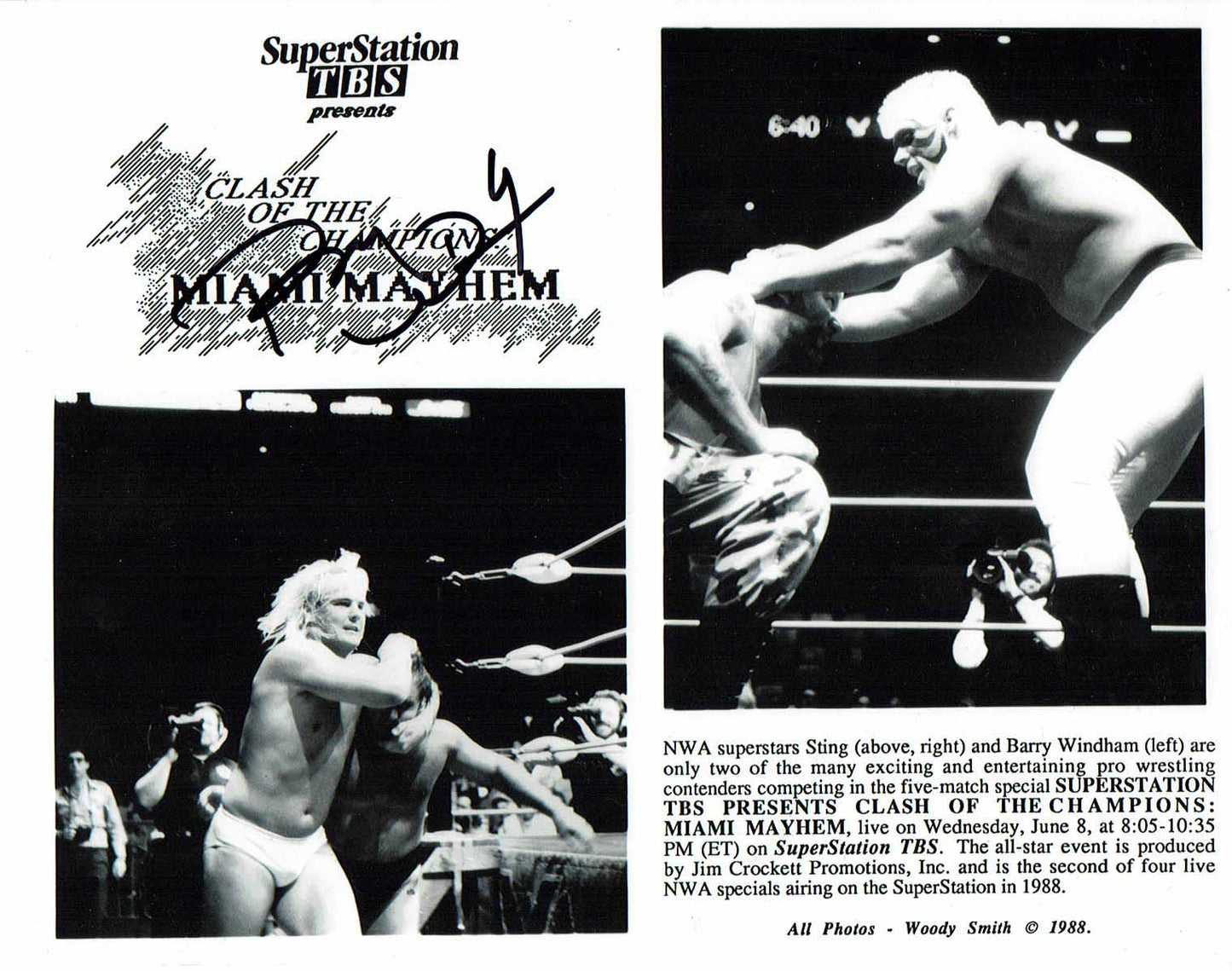 Barry Windham Pose 8 Signed Photo COA