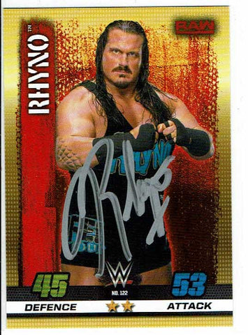 Rhyno (Rhino) Signed 2017 Topps WWE Slam Attax Card COA