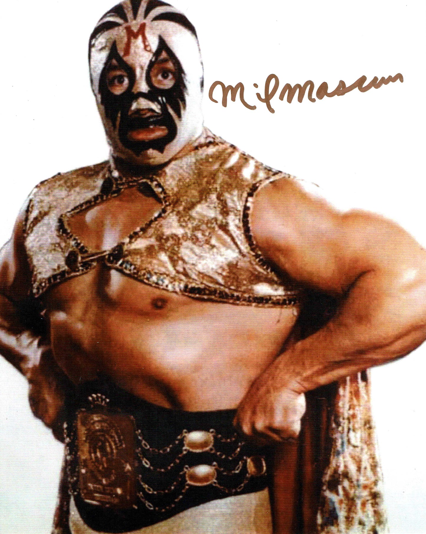 Mil Mascaras Pose 1 Signed Photo COA