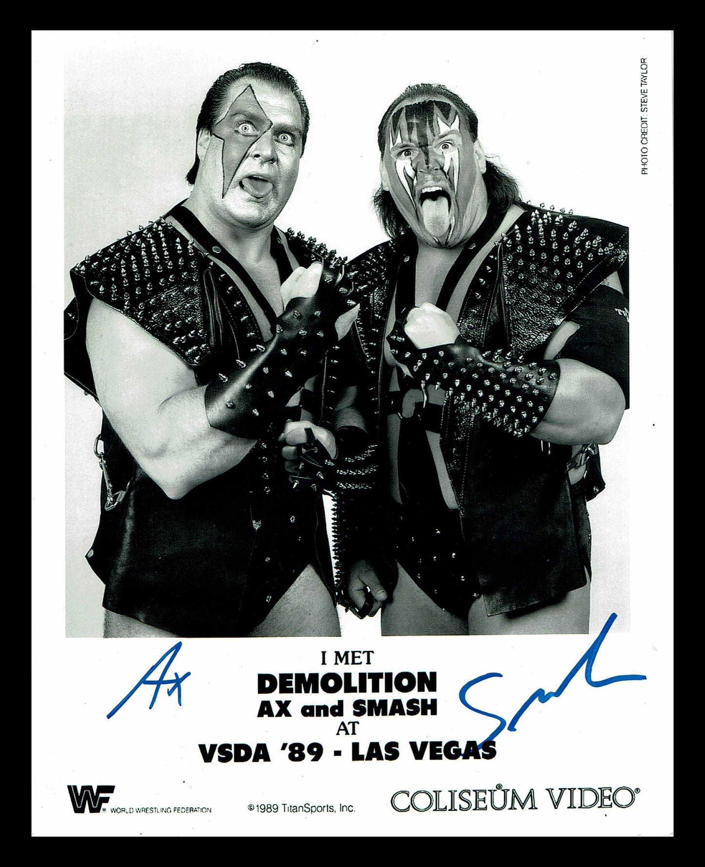 Demolition Ax & Smash Pose 13 Dual Signed Photo COA