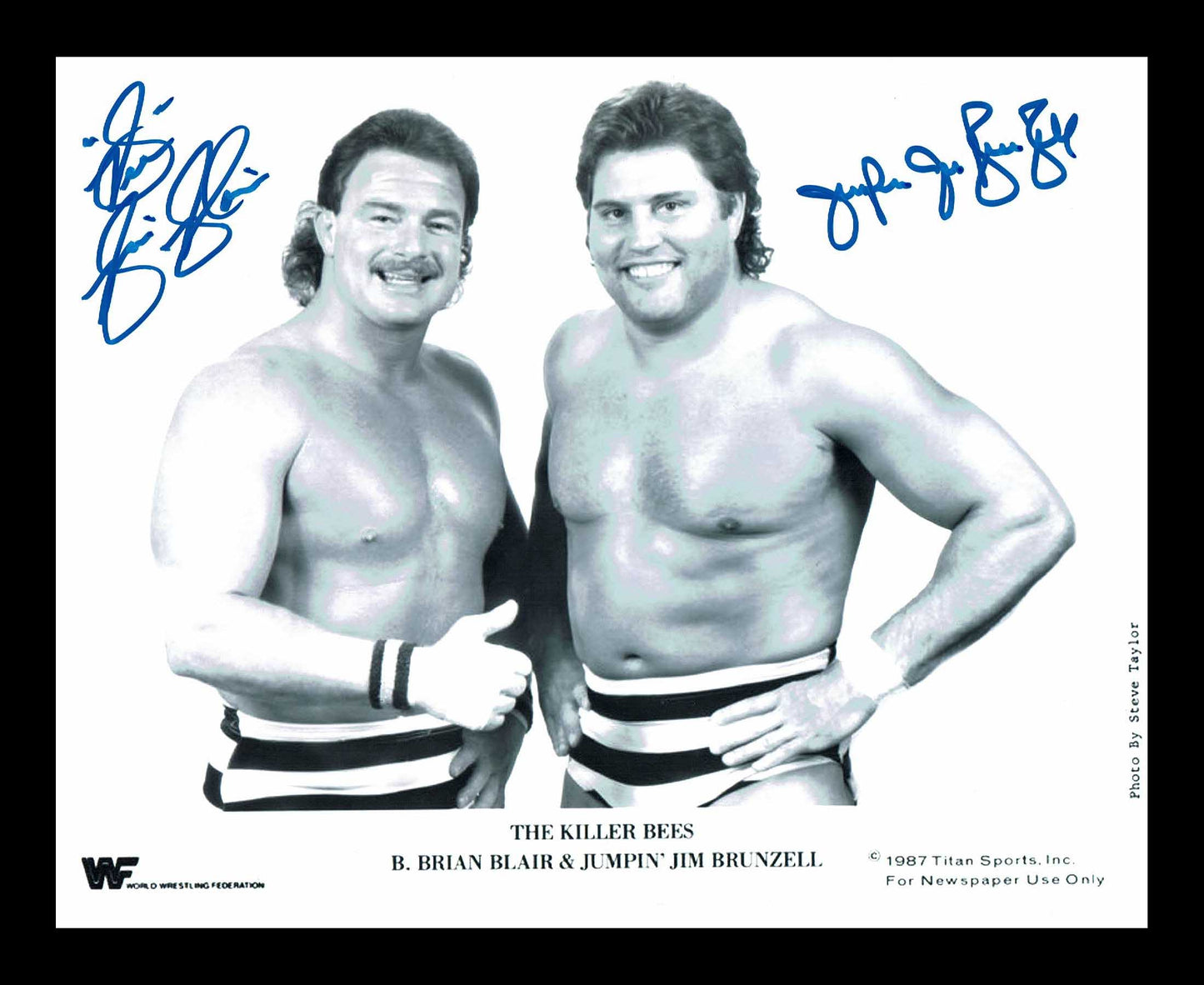 The Killer Bees (B Brian Blair & Jim Brunzell) Pose 2 Signed Photo COA