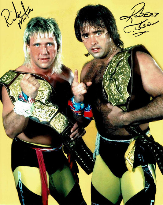 Rock N Roll Express Robert Gibson & Ricky Morton Pose 4 Signed Photo COA