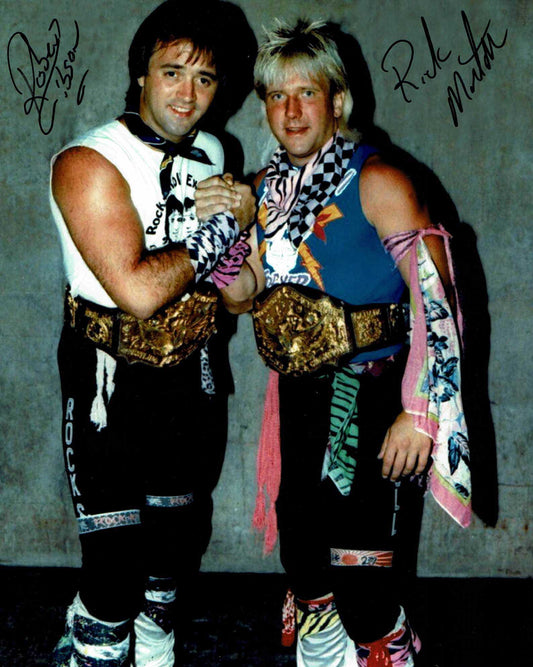 Rock N Roll Express Robert Gibson & Ricky Morton Pose 5 Signed Photo COA