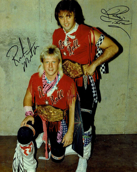 Rock N Roll Express Robert Gibson & Ricky Morton Pose 2 Signed Photo COA