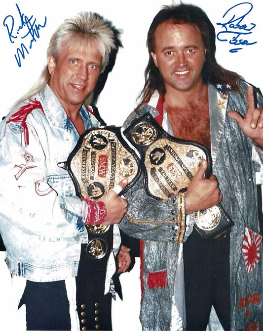 Rock N Roll Express (Gibson & Morton) (Blue or Red Ink) Pose 1 Signed Photo COA