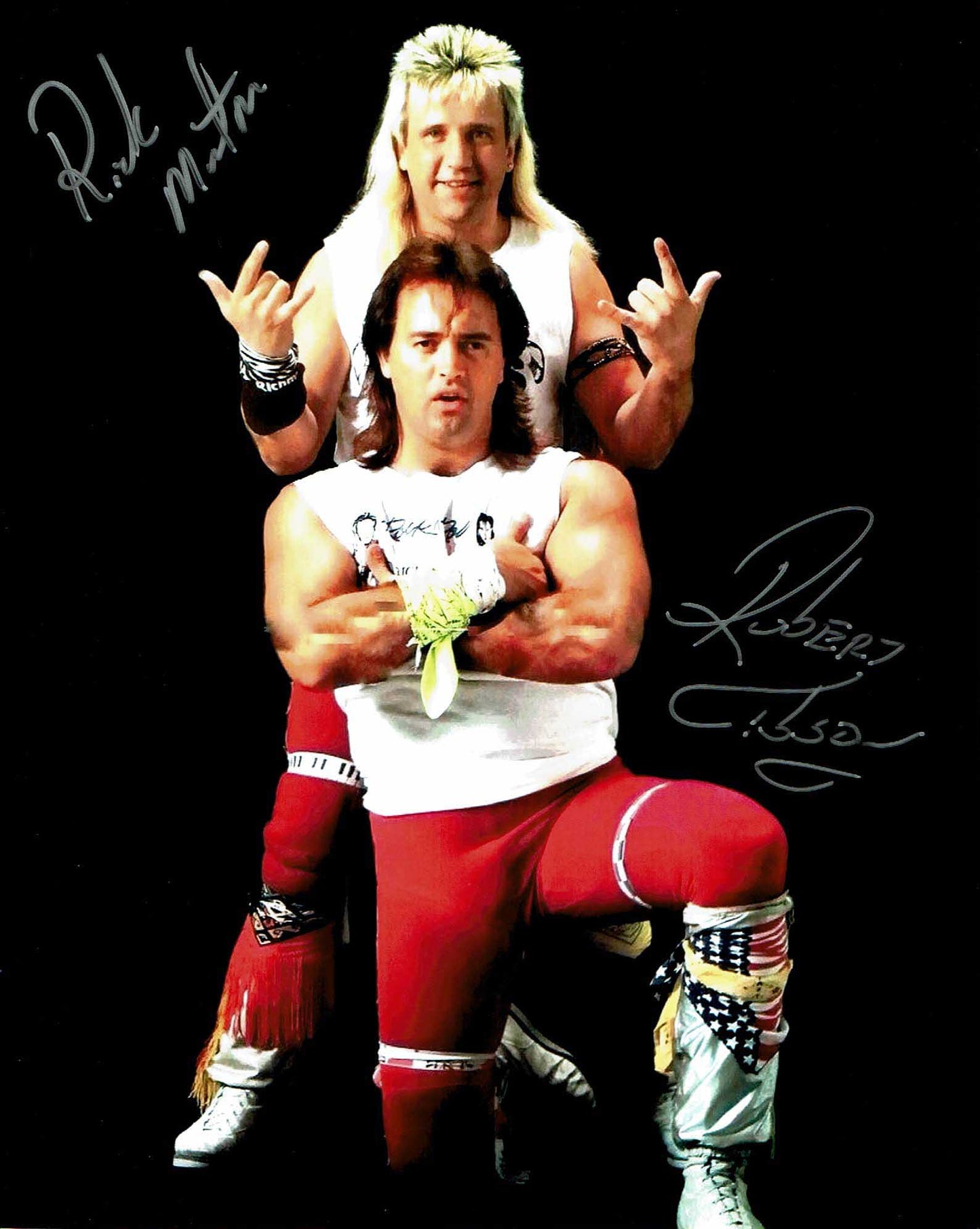 Rock N Roll Express Robert Gibson & Ricky Morton Pose 8 Signed Photo COA