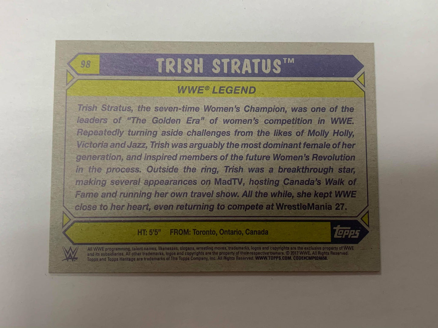 Trish Stratus 2017 Topps Heritage WWE Bronze Parallel Legend #98