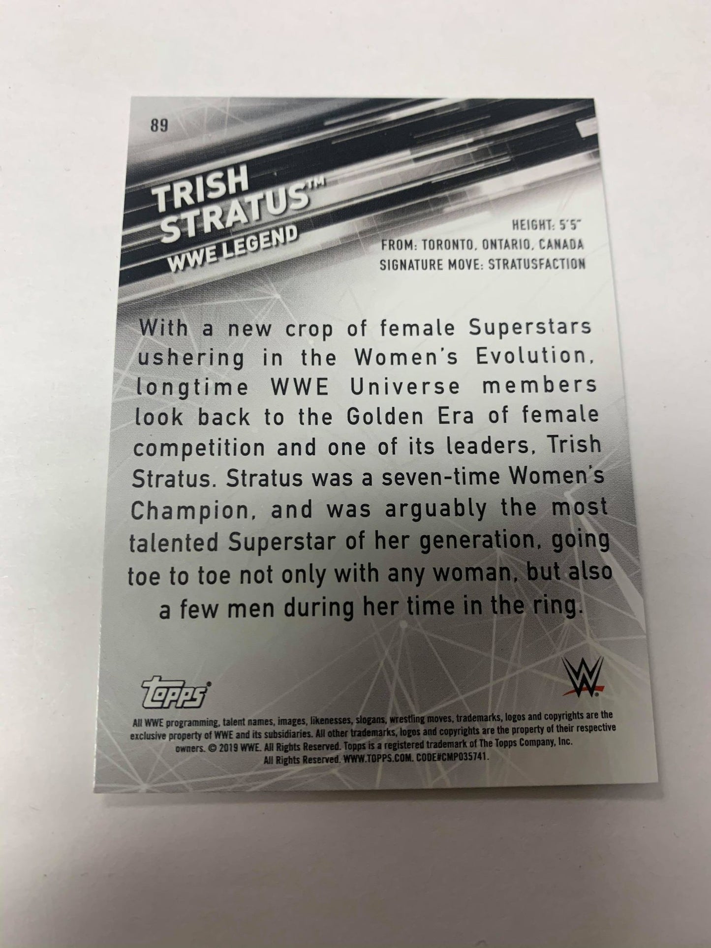Trish Stratus 2019 Topps WWE Card Emerald Version #89