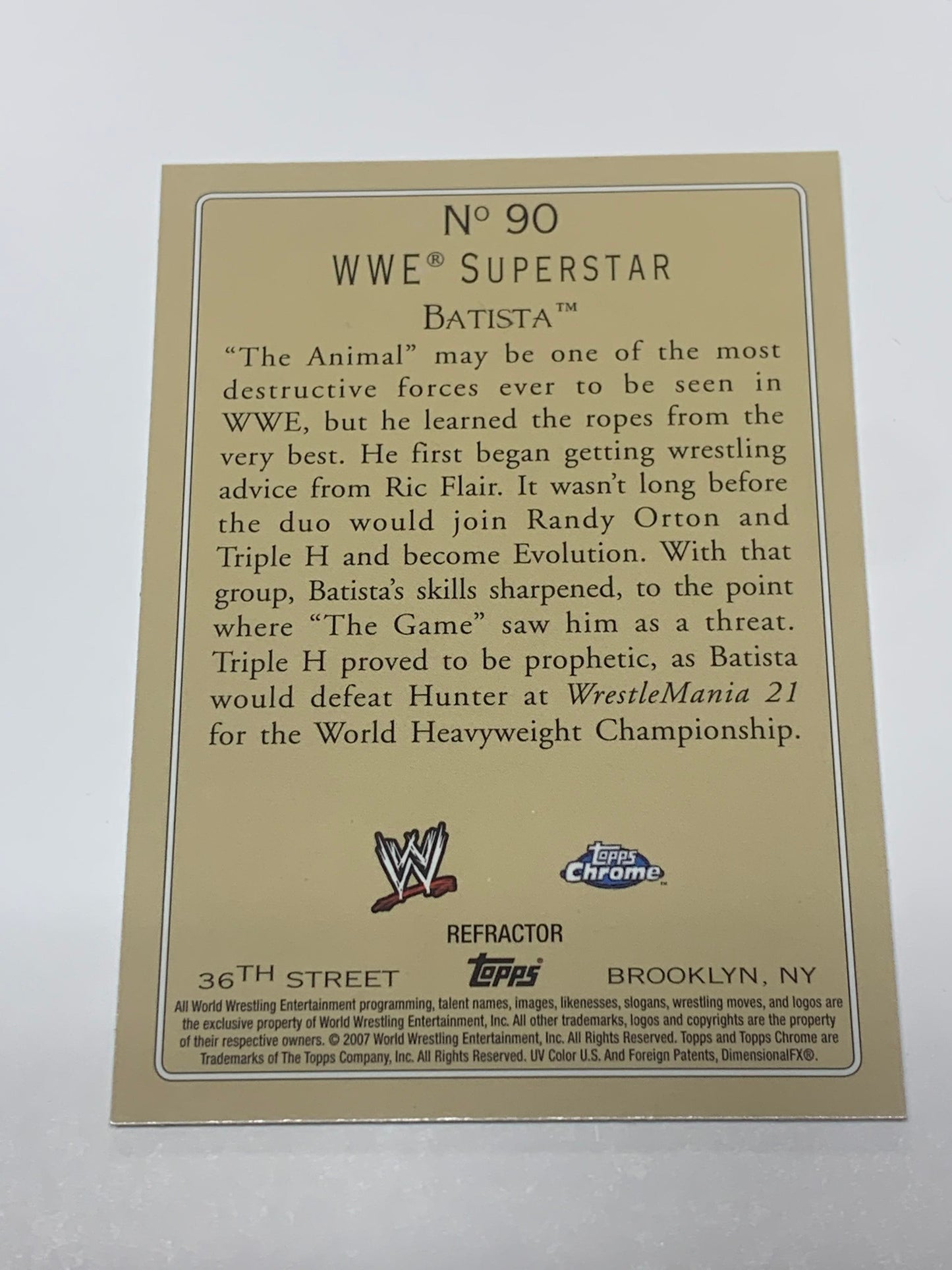 Batista 2007 WWE Topps Turkey Red REFRACTOR Card #90
