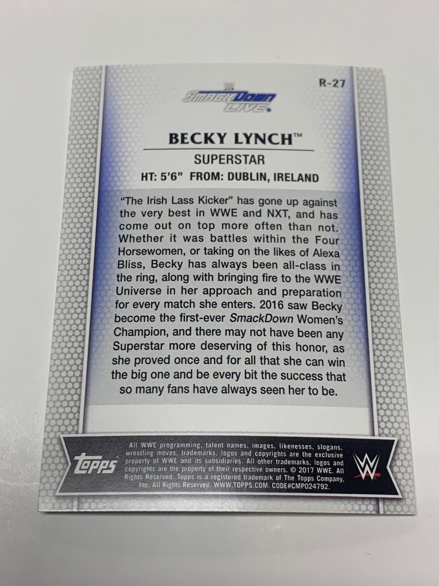 Becky Lynch 2017 WWE Topps Card #R-27