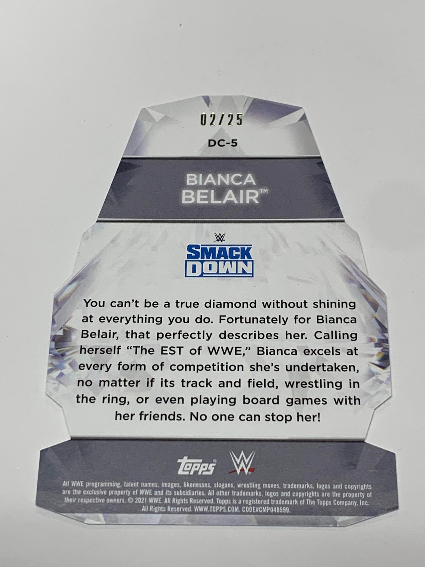 2021 Topps WWE Women's Division Diamond Cuts Bianca Belair Blue #2/25