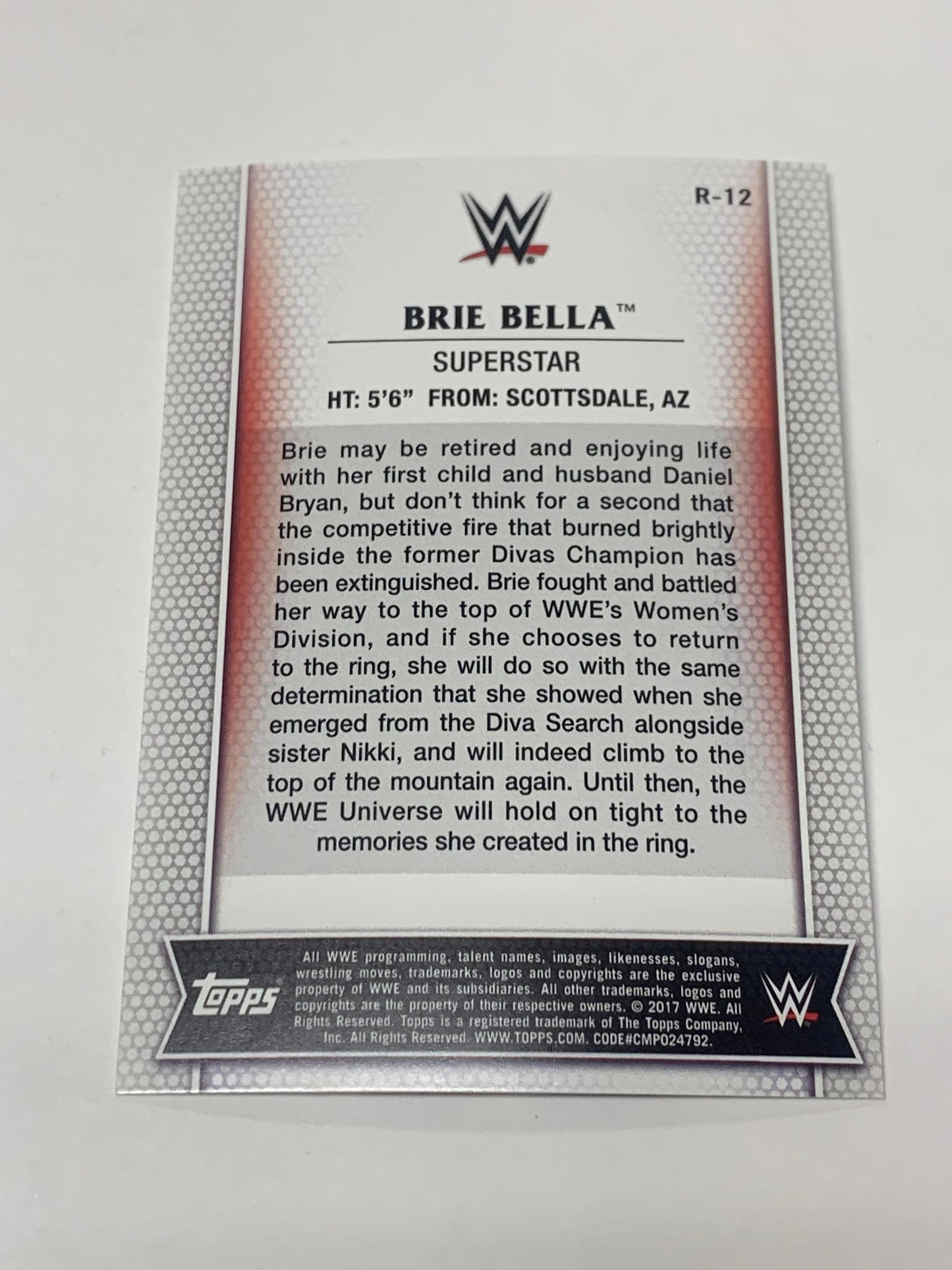 Brie Bella 2017 WWE Topps Card #R-12