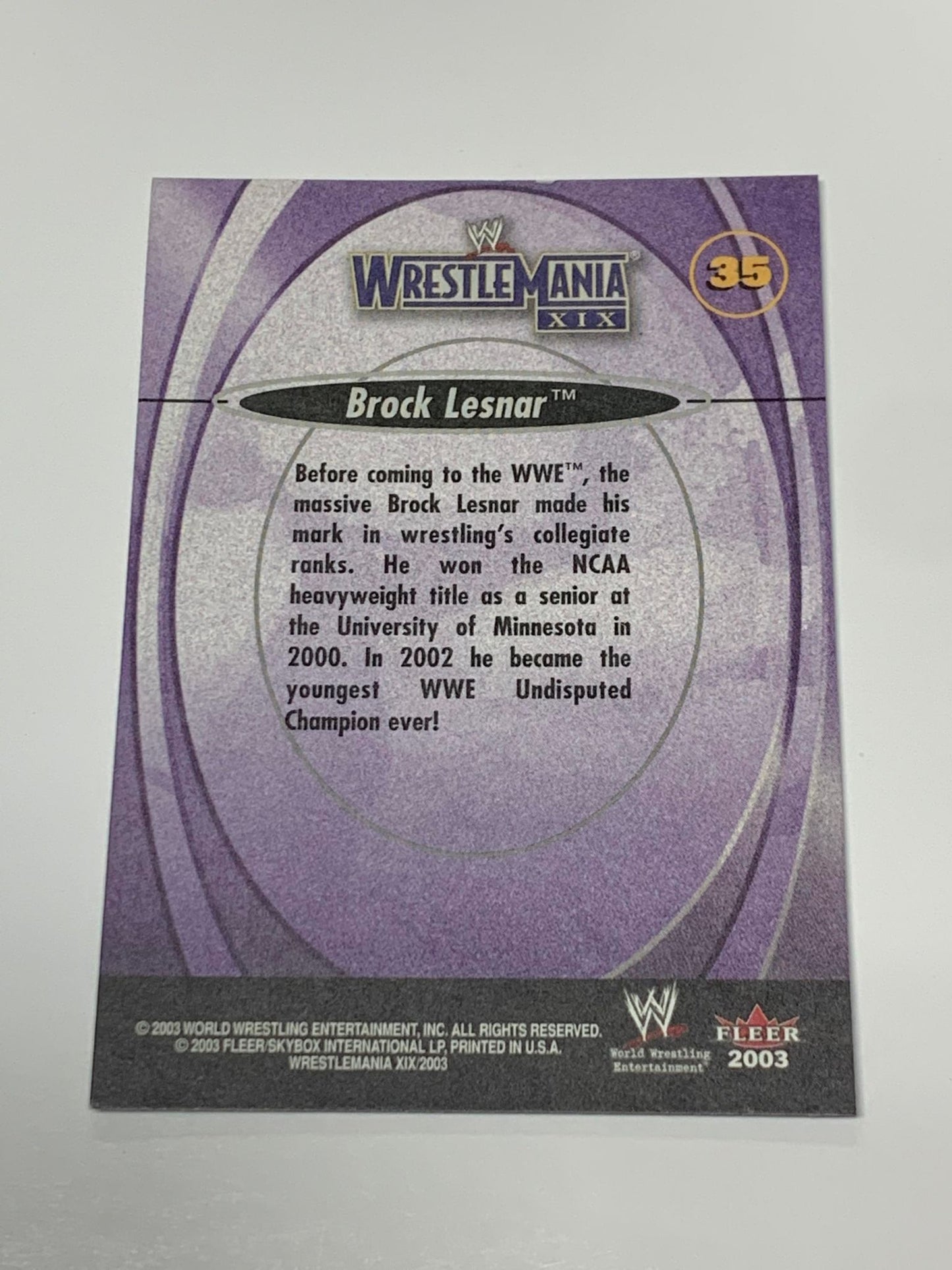 Brock Lesnar WWE 2003 Fleer (2nd Year Card) #35