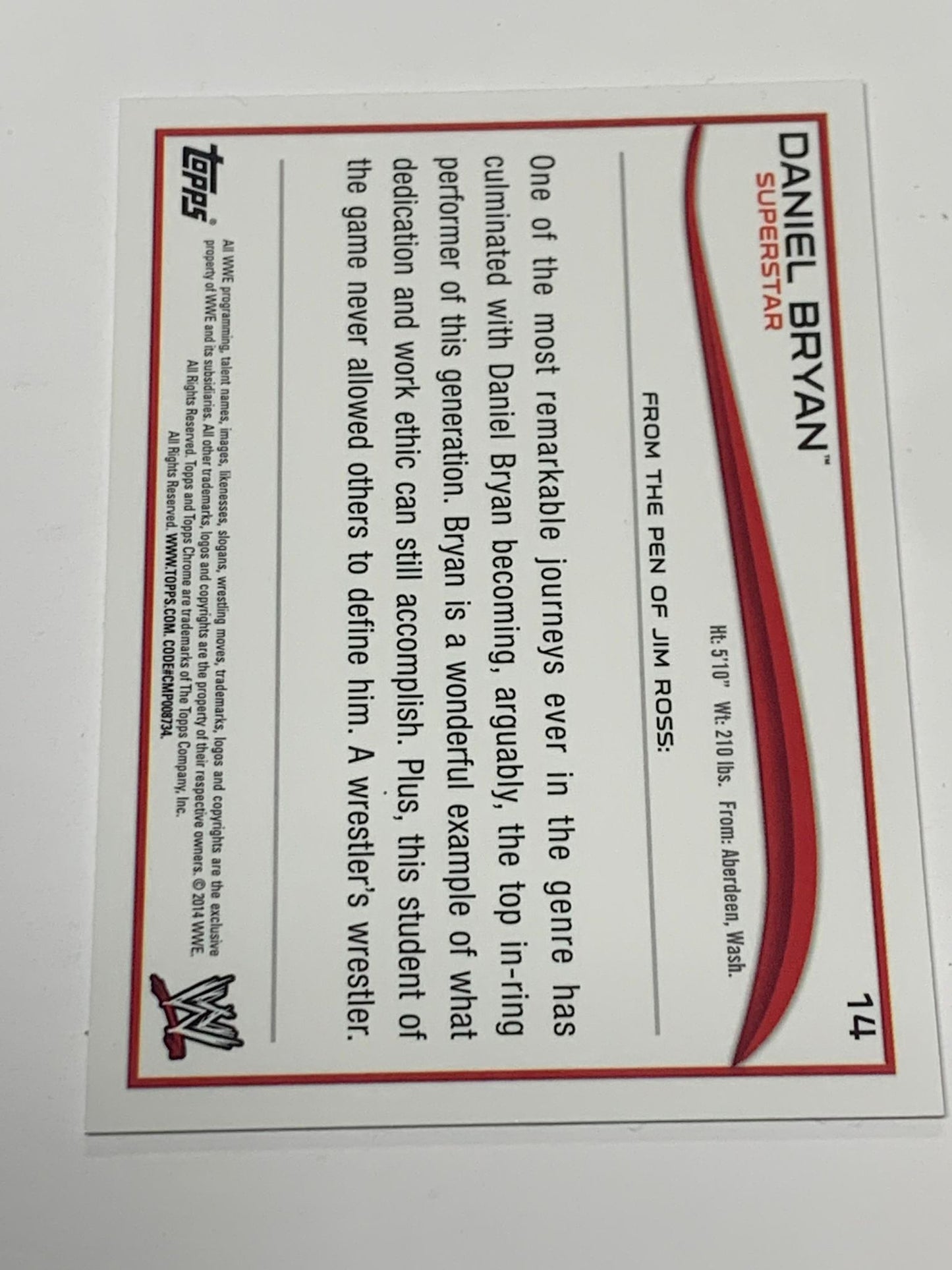 Daniel Bryan 2014 WWE Topps Chrome Card #14