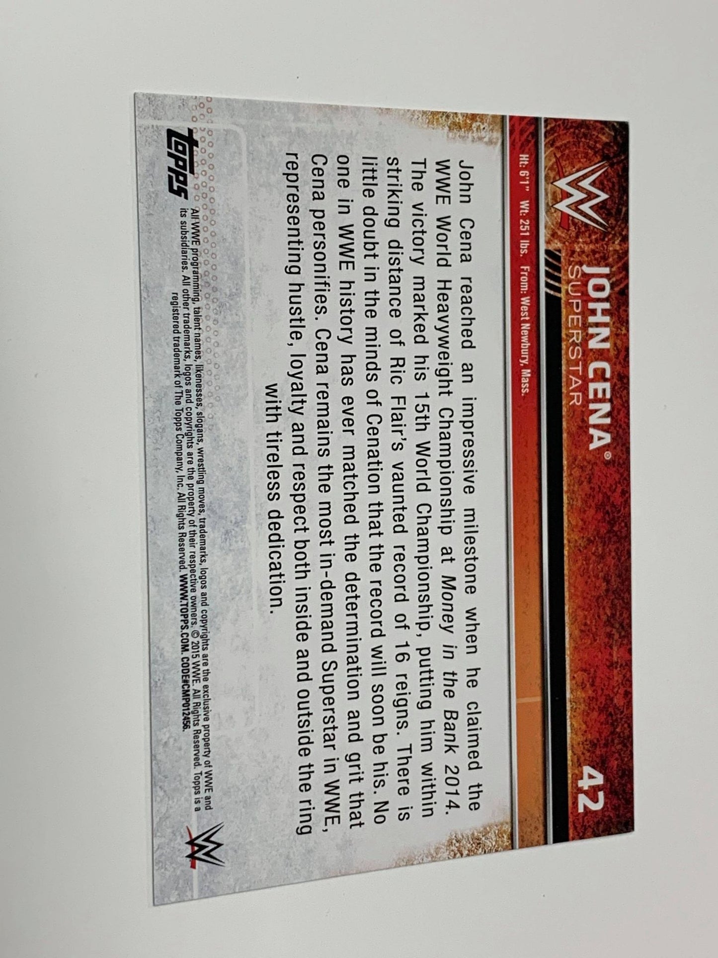John Cena 2015 WWE Topps Parallel Card #42